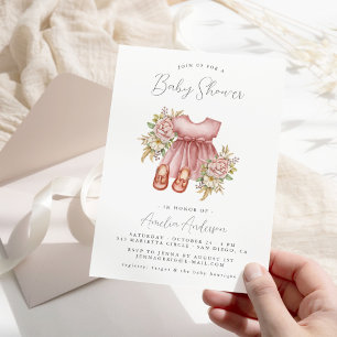 Invitation de Baby Shower Fille Florale Boho