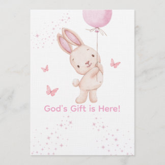 Invitation de Baby Shower Fille Rose Chrétienne