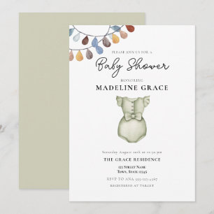 Invitation de Baby Shower Fille Vêtements Bohème M