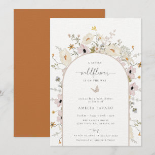 Invitation de Baby shower fleur sauvage Frame