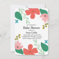 Invitation de Baby shower floral amusant et funky