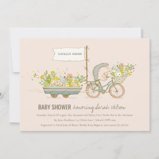 Invitation de Baby shower floral de Hérisson culti