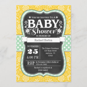 Invitation de Baby shower floral de tableau-croûte