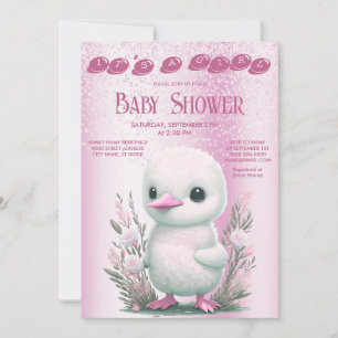 Invitation de Baby shower Floral Rose de Canard bl