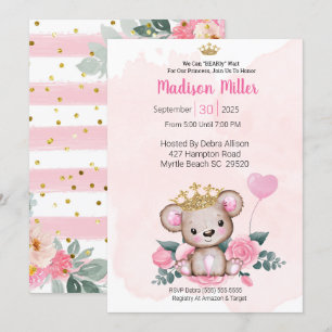 Invitation de Baby shower Floral Rose de Princess 