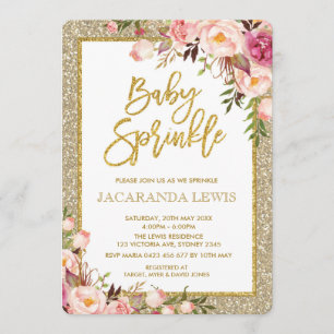 Invitation de Baby shower floral rose pâle Glam Pa
