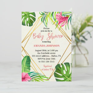 Invitation de Baby shower floral tropical