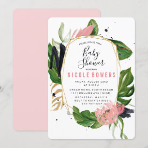 Invitation de Baby shower floral tropical