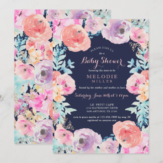 Invitation de Baby shower Floral Vintage de la Mar