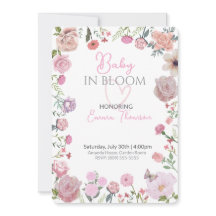 Invitation de baby shower florale – Aquarelle élég