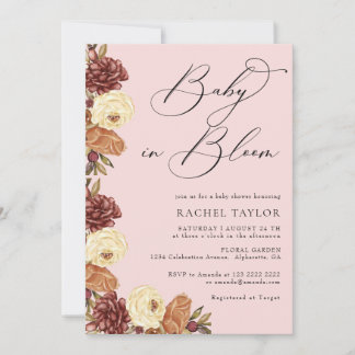Invitation de baby shower florale bébé en fleurs