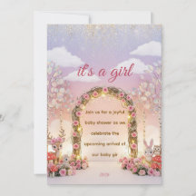 Invitation de baby shower florale "C'est une fille