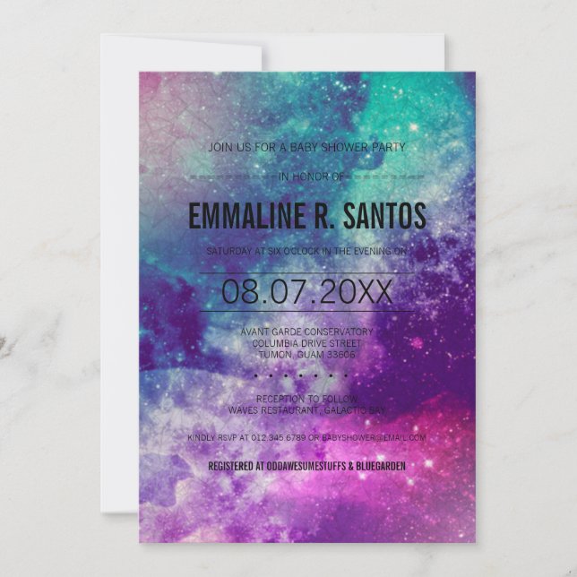 Invitation de Baby shower Galaxy (Devant)