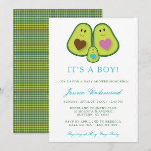 Invitation de Baby shower garçon à l'Avocado migno