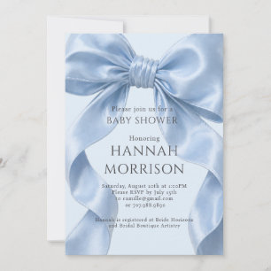 Invitation de Baby Shower Garçon au Ruban Bleu Élé