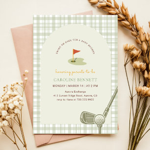 Invitation de Baby-Shower Garçon Gingham Vert Saug