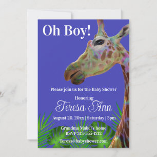 Invitation de baby shower Giraffe coloré amusant