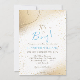 Invitation de Baby shower Gold & Blue Boy