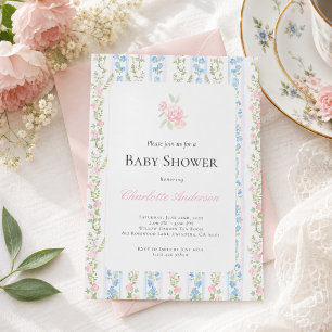 Invitation de baby shower grandmillennial aquarell