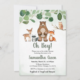 Invitation de Baby Shower Greenery Woodland