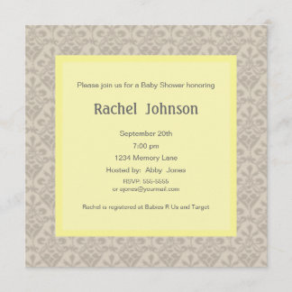 Invitation de Baby shower gris et jaune