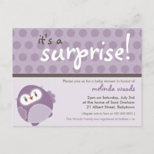 INVITATION DE BABY SHOWER : : hibou 1 de surprise