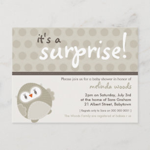 INVITATION DE BABY SHOWER : : hibou 6 de surprise