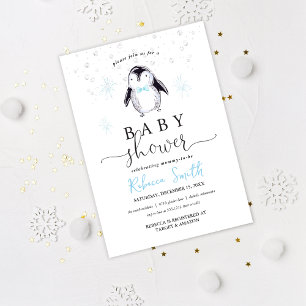 Invitation de Baby Shower Hivernal au Petit Pingou