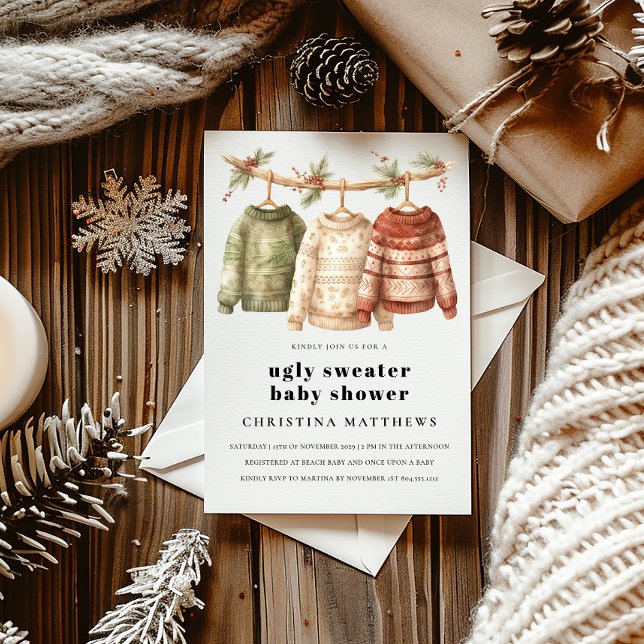 Invitation de Baby shower hivernal moche (Ugly Sweater Baby Shower )