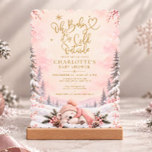 Invitation de Baby Shower Hivernale Rose et Or à M