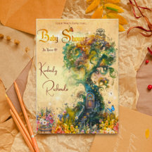 Invitation de Baby shower Jardin Fantaisie Fantast