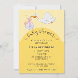 Invitation de Baby shower jaune