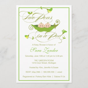 Invitation de Baby shower jumeaux - Deux petits po