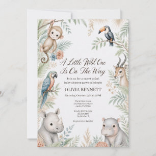 Invitation de baby shower Jungle Safari aquarelle