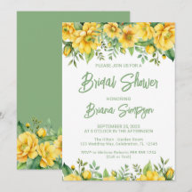 Invitation de Baby Shower Mariage Fleurs Jaune Sau