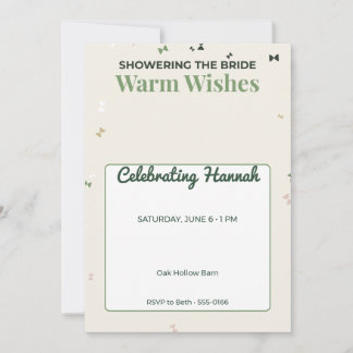 Invitation de Baby Shower Mariage Vert Sauge Rusti