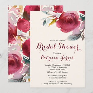Invitation de Baby Shower Marsala Chic Bohème Flor