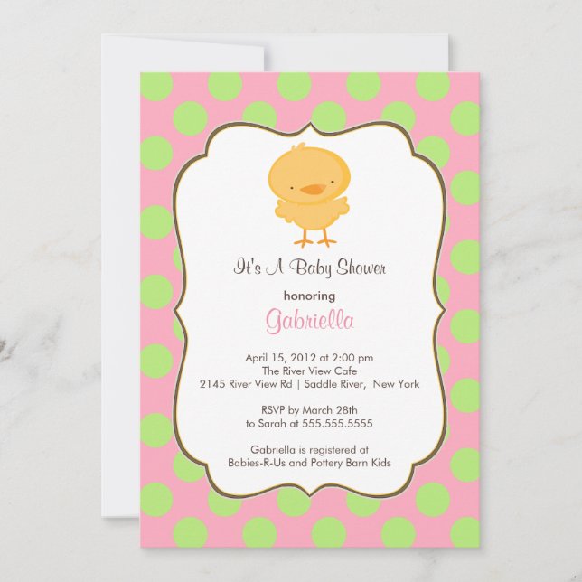 Invitation de Baby shower mignonne fille rose (Devant)