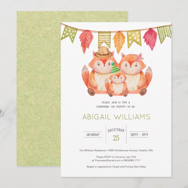 Invitation de Baby shower minimale de la famille d (Devant / Derrière)