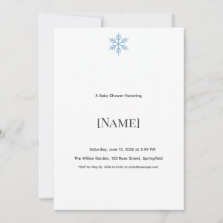 Invitation de baby shower minimale flocon de neige