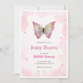 Invitation de Baby shower minimaliste rose