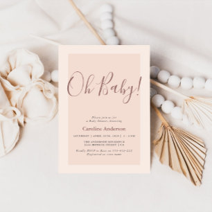 Invitation de baby shower minimaliste rose