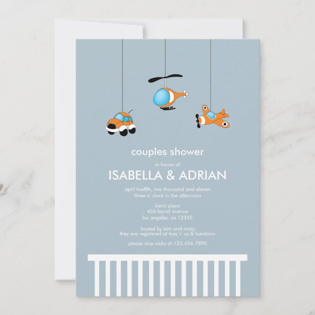 Invitation de Baby shower mobile de lit (Devant)