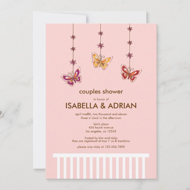 Invitation de Baby shower mobile de lit (Devant)