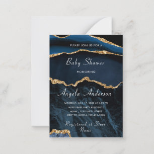 Invitation de Baby Shower modèle Bleu Or fille