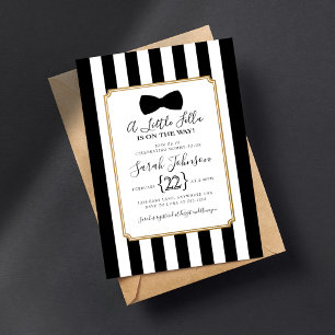 Invitation de baby shower moderne avec un nœud noi