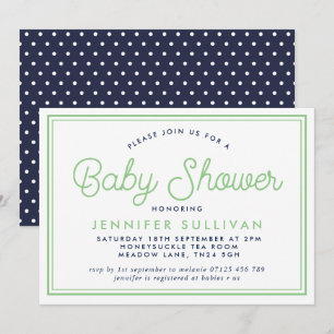 Invitation de Baby shower moderne Preppy Polka