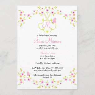 Invitation de baby shower - monogramme