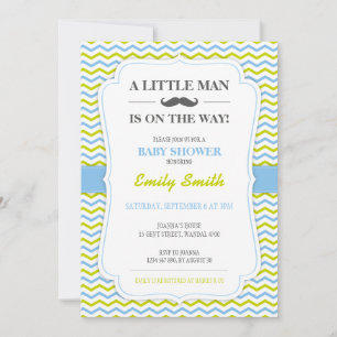 Invitation de Baby shower Mustache Little Man