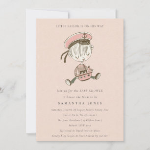 Invitation de Baby shower nautique Blush Little Sa